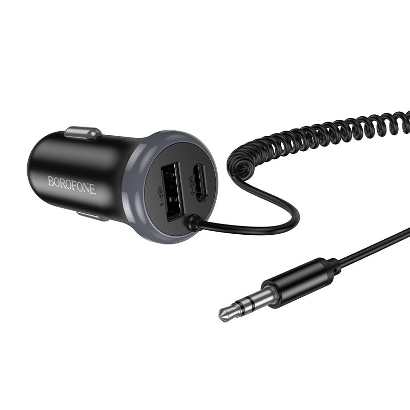 Bluetooth-ресивер BOROFONE BC64 Contento dual-port car BT receiver with built-in cable Black