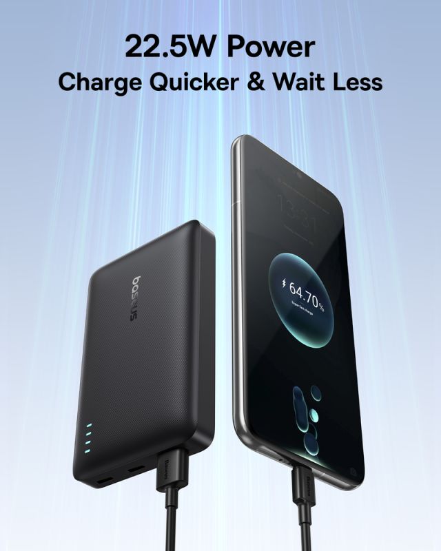 Зовнішній акумулятор Baseus EnerFill FP21 Power Bank 10000mAh 22.5W Cosmic Black (Includes Simple Type-C to Type-C Cable 20V/3A 30cm Black)