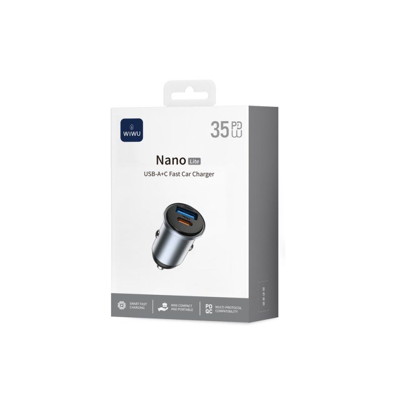 Автомобільний зарядний пристрій WIWU 35W Nano Lite A+C Fast Car Charger Wi-CC030 Gray
