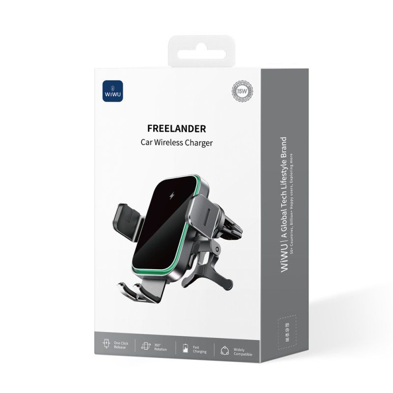 Автотримач для телефона з БЗП WIWU FREELANDER Car Wireless Charger CH-313 Black