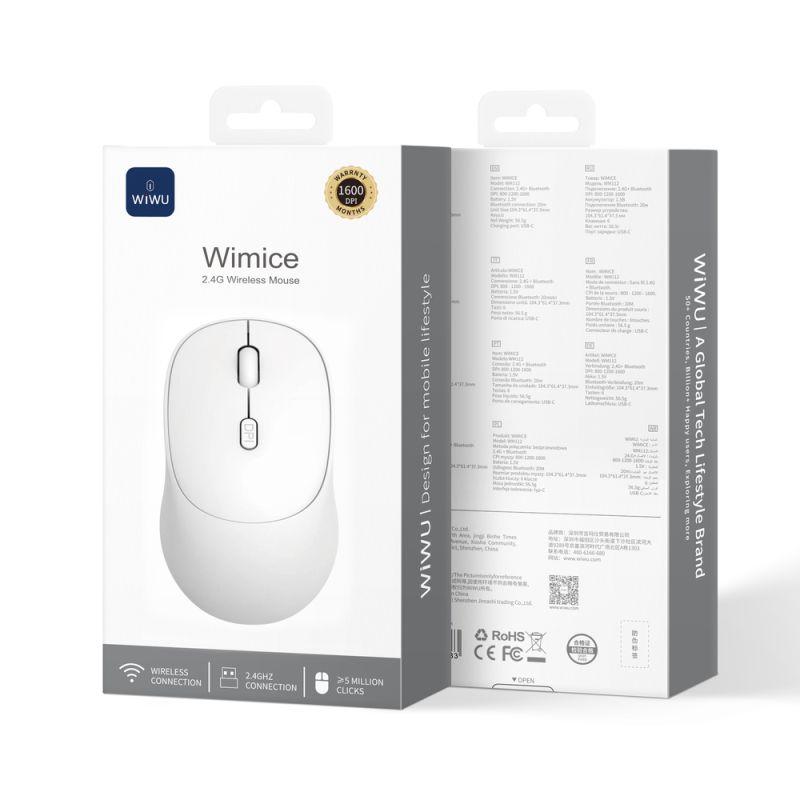 Маніпулятор миша бездротова WIWU 2.4G Wireless Mouse WM112 White