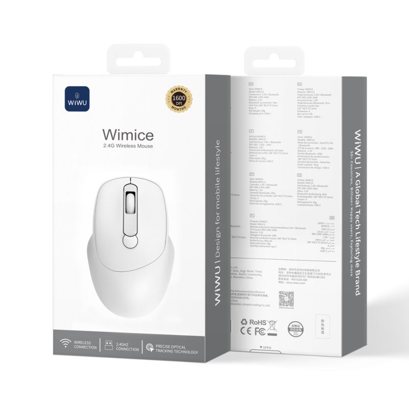 Маніпулятор миша бездротова WIWU 2.4G Wireless Mouse WM113 White
