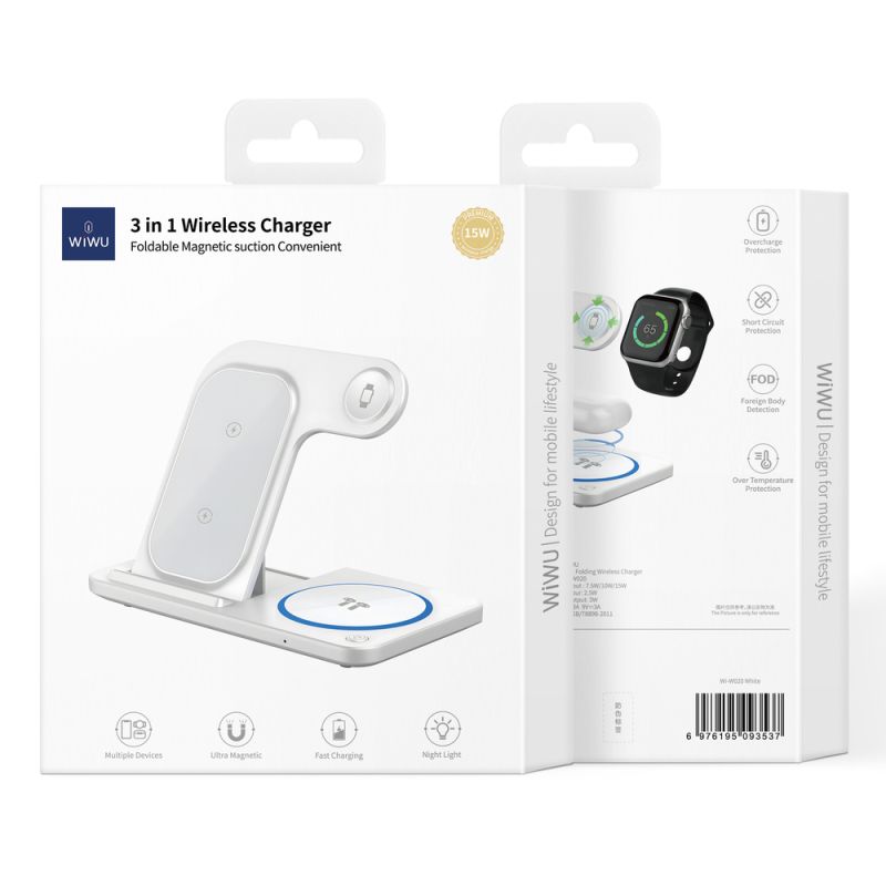 Бездротовий зарядний пристрій WIWU 3 in 1 Foldable Wireless Charger Wi-W020 White