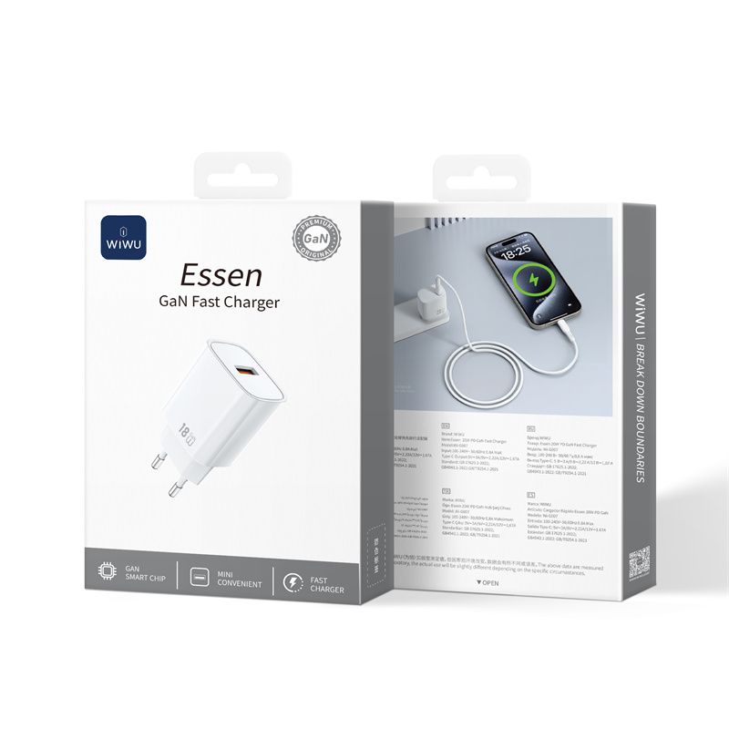 Мережевий зарядний пристрій WIWU 18W Essen GaN Fast Charger Wi-G006 EU White