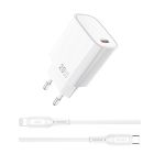 Мережевий зарядний пристрій WIWU 20W Essen GaN Fast Charger+ Cable Combo Wi-G007 C-L EU White
