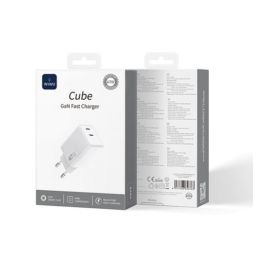 Мережевий зарядний пристрій WIWU Cube 67W 2C+A GaN Fast Charger Wi-G026 EU White