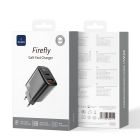 Мережевий зарядний пристрій WIWU 20W Firefly GaN Fast Charger 1A+1C with digital display Wi-G009 EU Black
