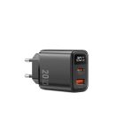 Мережевий зарядний пристрій WIWU 20W Firefly GaN Fast Charger 1A+1C with digital display Wi-G009 EU Black