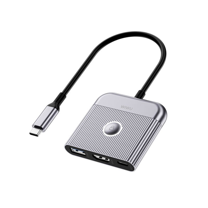 USB-Hub WIWU Traveling 3in1 USB C hub Wi-HB002 Gray