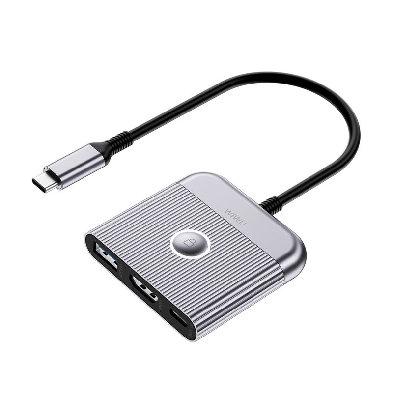 USB-Hub WIWU Traveling 3in1 USB C hub Wi-HB002 Gray