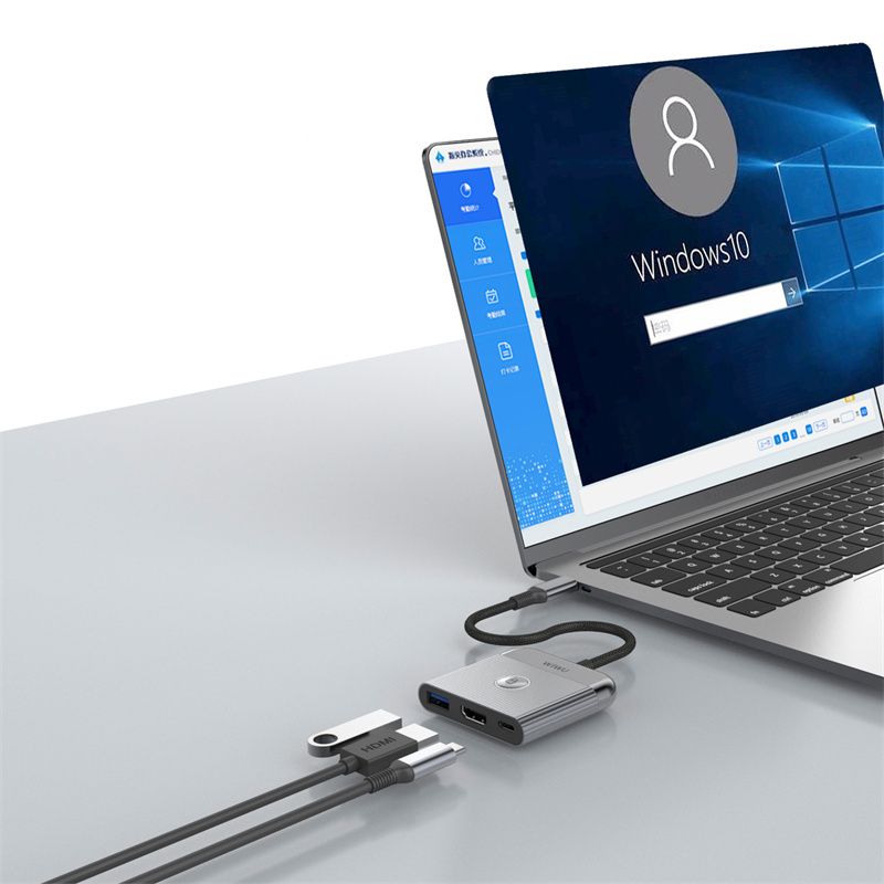 USB-Hub WIWU Traveling 3in1 USB C hub Wi-HB002 Gray