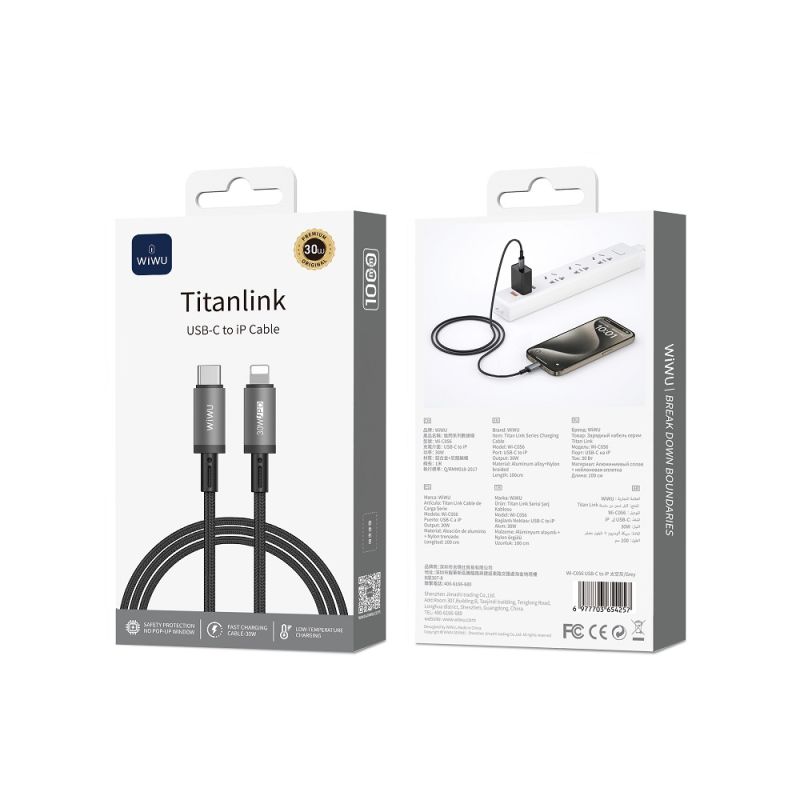 Кабель WIWU 30W Titanlink Series Charging Cable 
1M Wi-C056 C-L