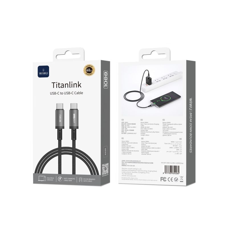 Кабель WIWU 60W Titanlink Series Charging Cable 
1M Wi-C057 C-C