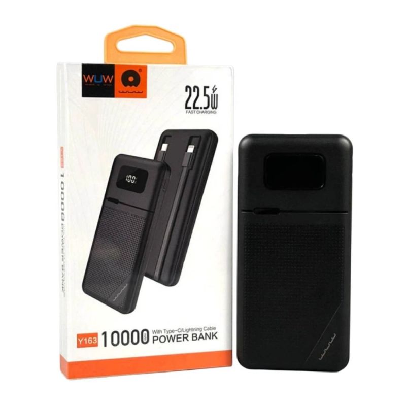 Зовнішній акумулятор WUW-Y163 (PD 22.5W quick charger ) 10 000 mAh black