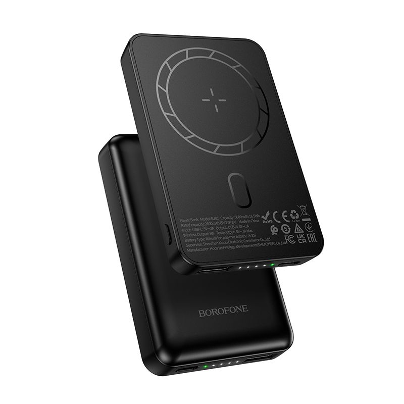 Зовнішній акумулятор BOROFONE BJ82 Dawn magnetic power bank(5000mAh) Black