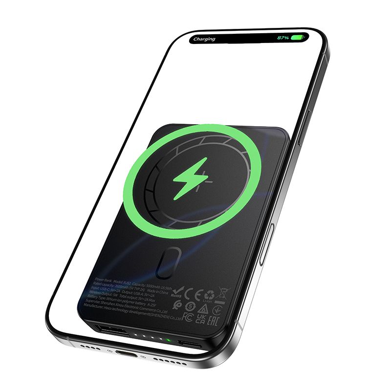 Зовнішній акумулятор BOROFONE BJ82 Dawn magnetic power bank(5000mAh) Black