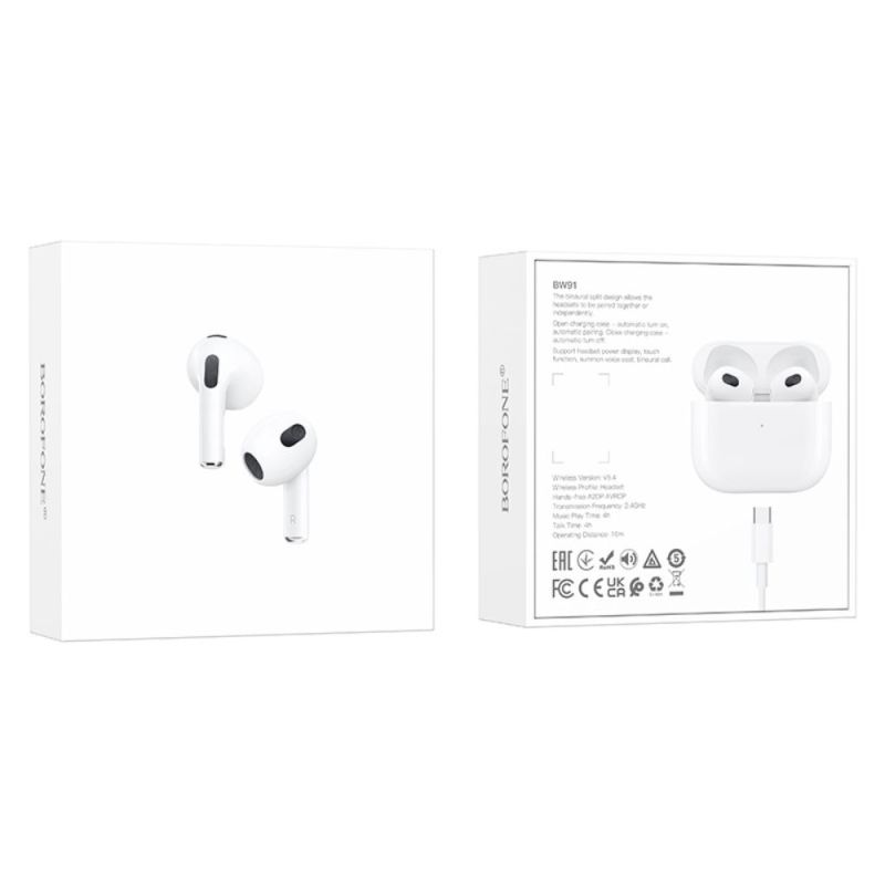 Безбротові навушники TWS BOROFONE BW91 True wireless stereo headset White