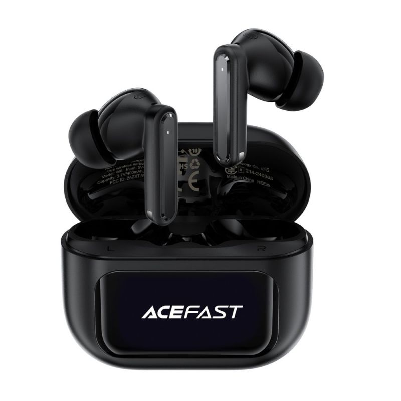 Бездротові навушники TWS ACEFAST W6 smart screen,ENC, IPX4, Black