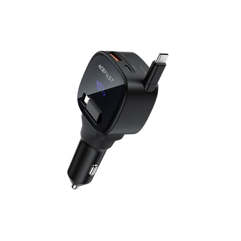 Автомобільний зарядний пристрій ACEFAST B17 95W car charger with telescopic cable Black