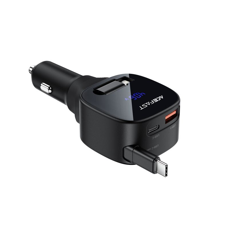 Автомобільний зарядний пристрій ACEFAST B17 95W car charger with telescopic cable Black