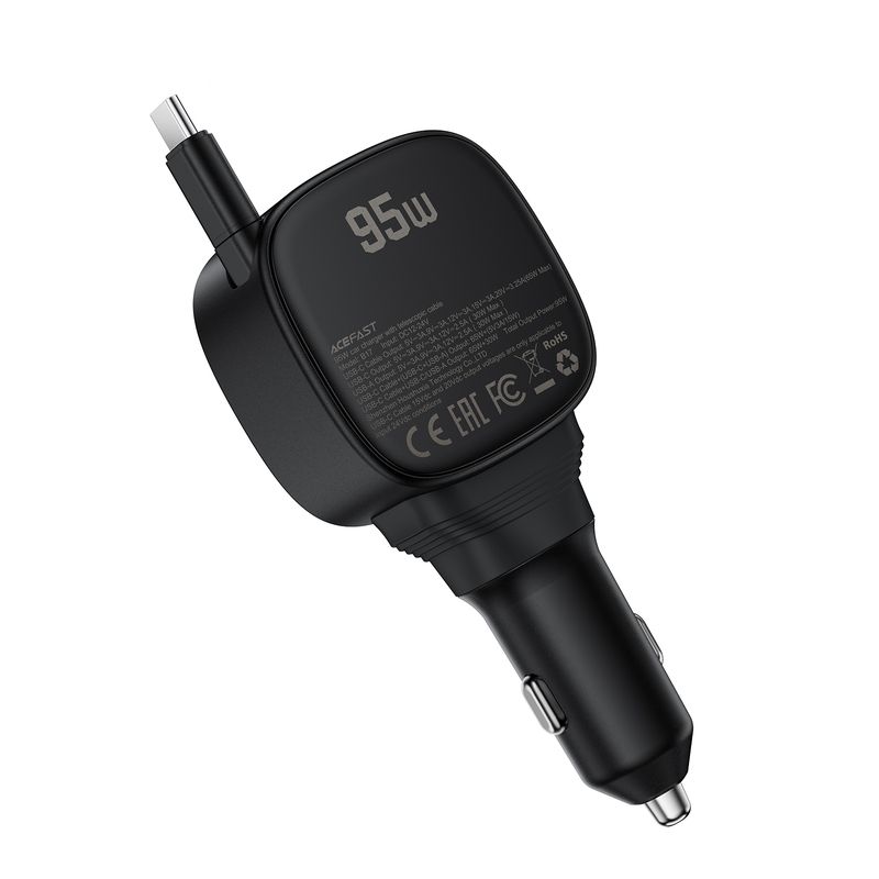 Автомобільний зарядний пристрій ACEFAST B17 95W car charger with telescopic cable Black