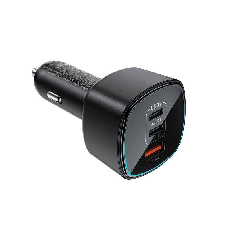 Автомобільний зарядний пристрій ACEFAST B18 200W(2USB-C+USB-A)fast car charger Black