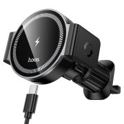 Автотримач для телефона з БЗП HOCO HW35 Power electric magnetic wireless fast charging car holder(air outlet) Black