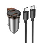 Автомобільний зарядний пристрій HOCO NZ16B Rigorous PD45W(2C) car charger set(C to C) metal grey