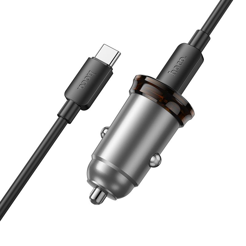 Автомобільний зарядний пристрій HOCO NZ16B Rigorous PD45W(2C) car charger set(C to C) metal grey