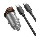Автомобільний зарядний пристрій HOCO NZ16B Rigorous PD45W(2C) car charger set(C to C) metal grey