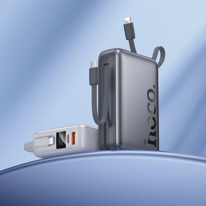 Зовнішній акумулятор HOCO Q39 Eminente 22.5W+PD20W power bank with cable(20000mAh) metal grey