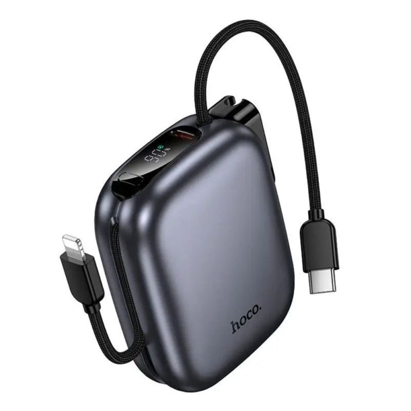 Зовнішній акумулятор HOCO Q49 Peak PD20W power bank with cable(10000mAh) metal gray
