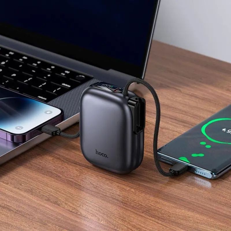 Зовнішній акумулятор HOCO Q49 Peak PD20W power bank with cable(10000mAh) metal gray