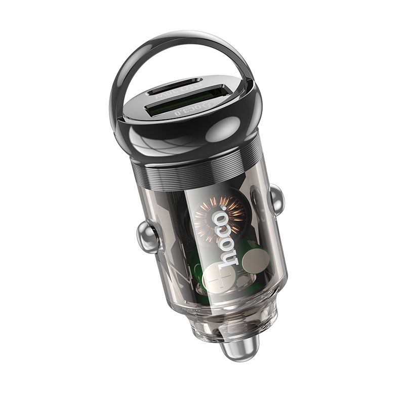 Автомобільний зарядний пристрій HOCO Z53A Vision PD30W+QC3.0 car charger Transparent Black