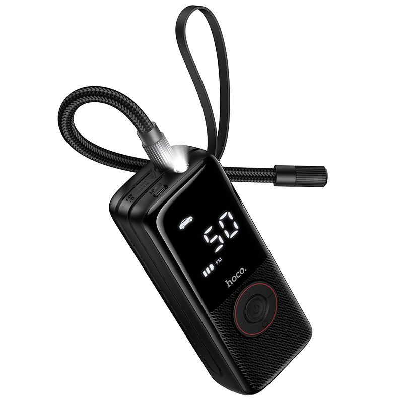 Автомобільний насос HOCO ZP18 Enlighten portable smart air pump Black
