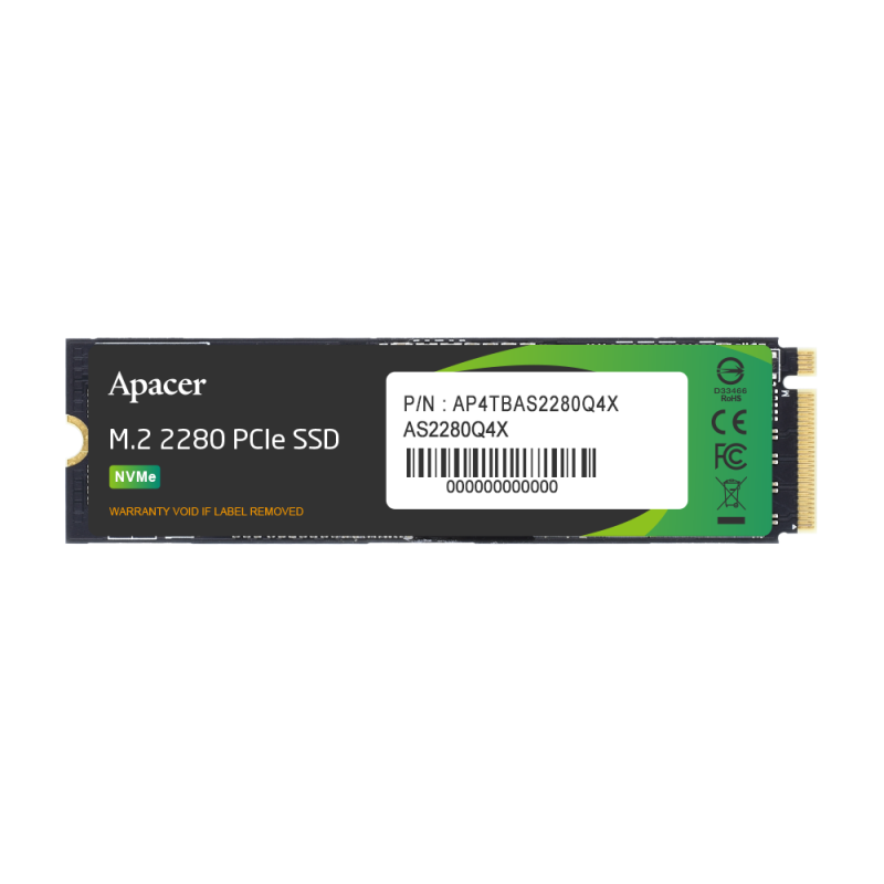 Накопичувач SSD M.2 Apacer AS2280Q4X 2TB 2280 PCIe 3.0x4 NVMe 3D NAND Read/Write: 5000/4400 MB/sec