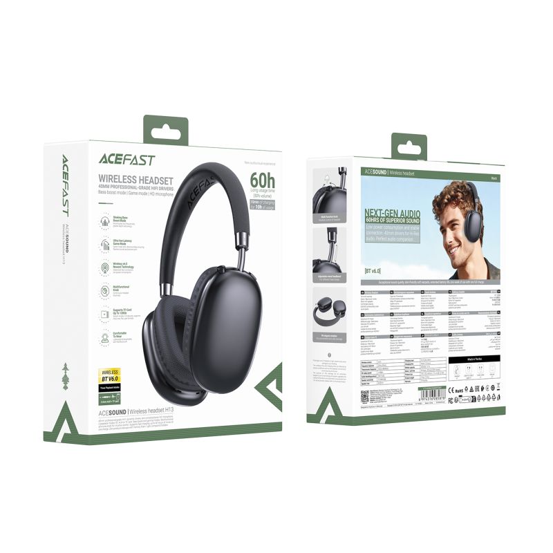 Бездротові накладні навушники ACEFAST H13 Wireless Headset Black