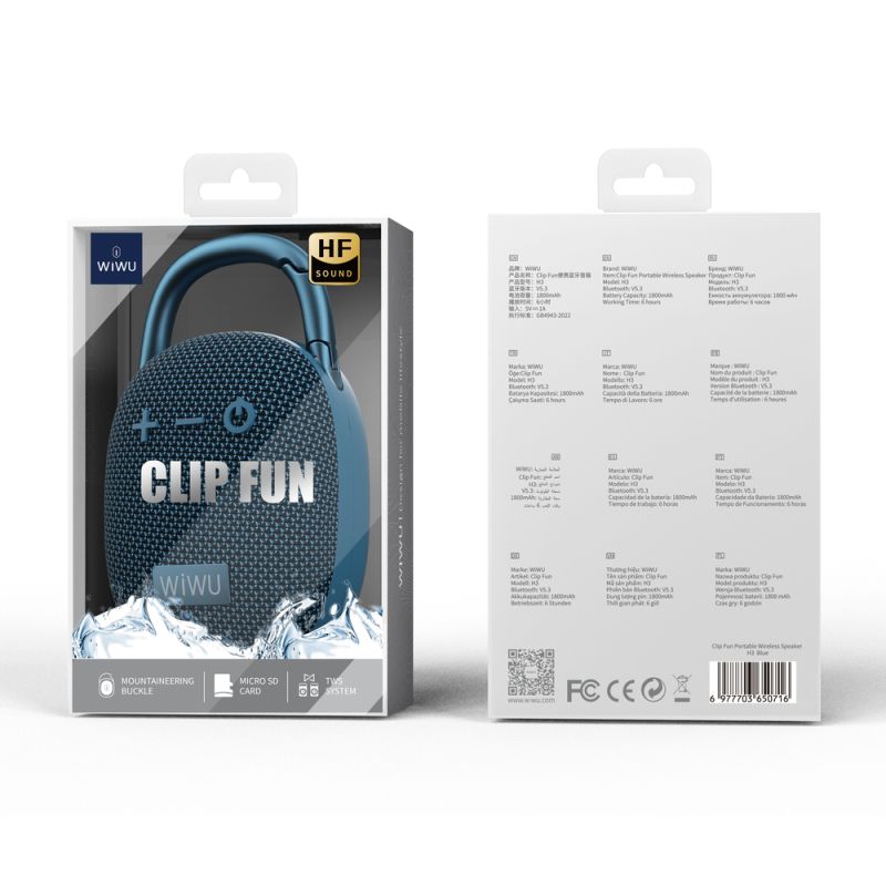 Портативна колонка WIWU H3 Clip Fun Portable Wireless Speaker Blue