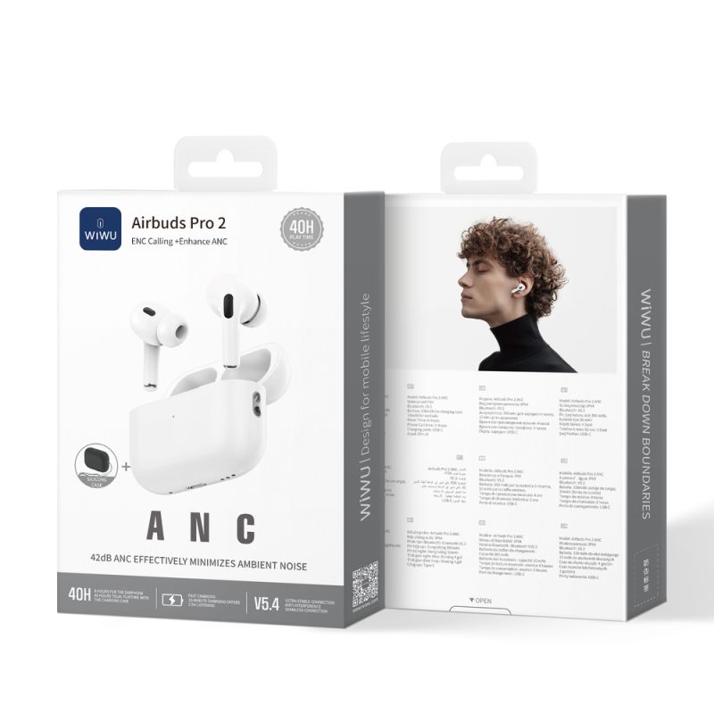Бездротові навушники TWS WIWU Airbuds Pro 2, ENC+ANC, White