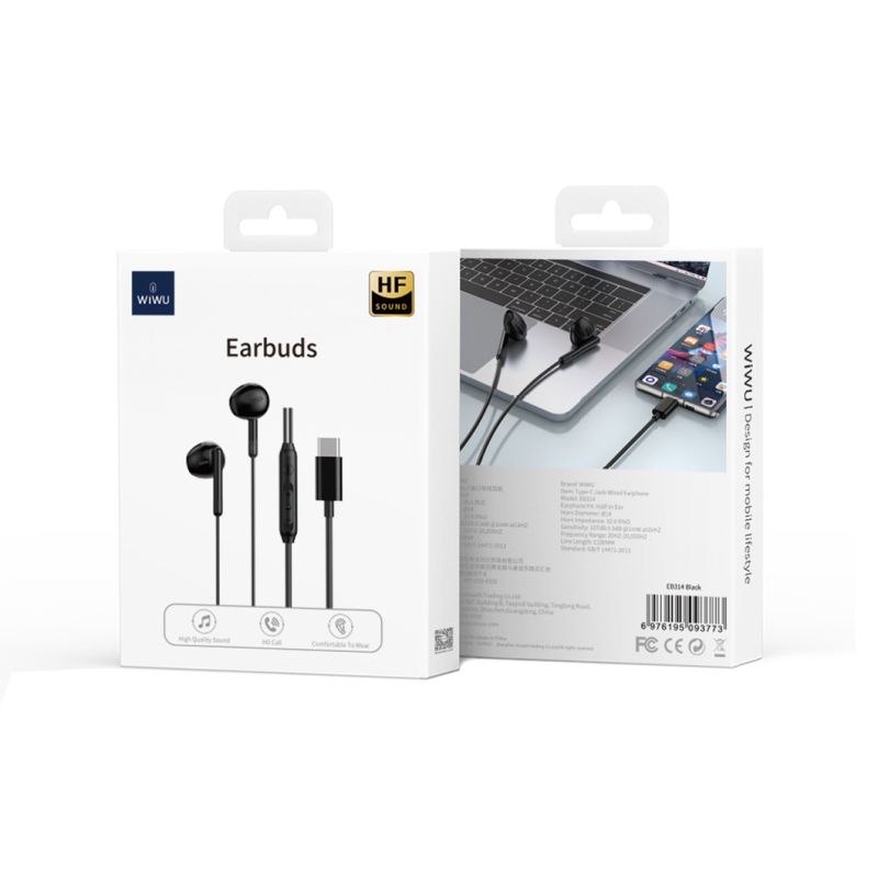 Навушники WIWU Type C Wired Earphone EB314 White