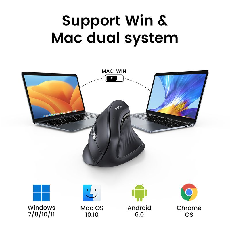 Маніпулятор миша бездротова UGREEN MU008 Multi-mode Vertical Mouse Black