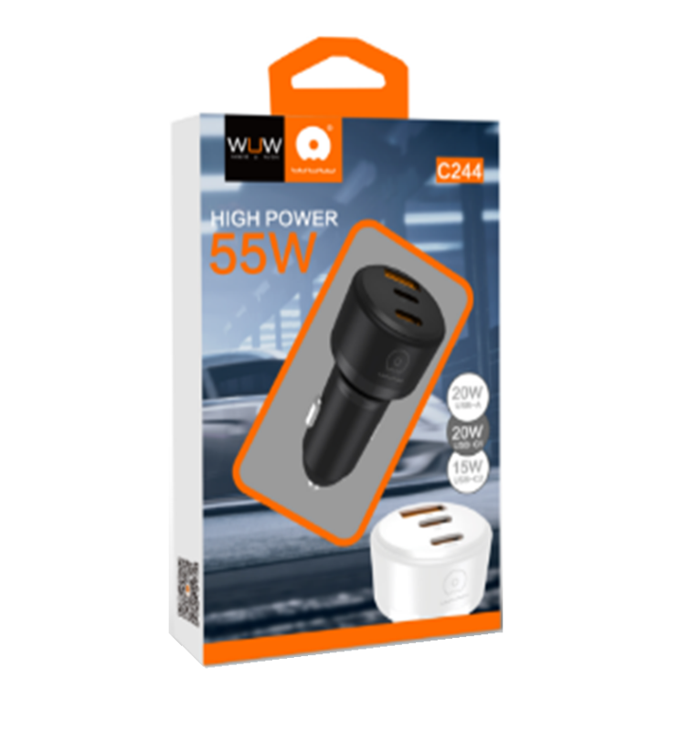 Автомобільний зарядний пристрій WUW-C244 USB20W+PD20W+PD15W black