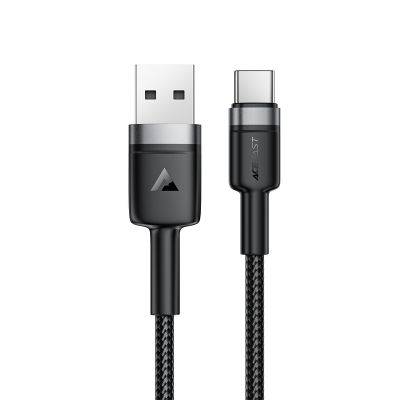 Кабель ACEFAST C22-04, USB to Type-C, 3A, 1.2m, Nylon Braid, Aluminum Alloy + TPE connectors, Black