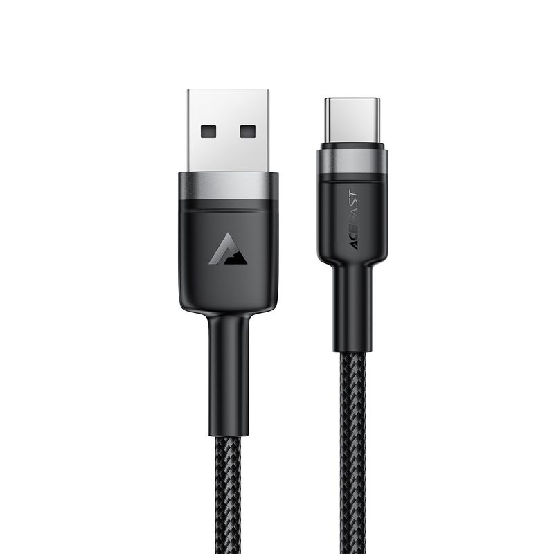 Кабель ACEFAST C22-04, USB to Type-C, 3A, 1.2m, Nylon Braid, Aluminum Alloy + TPE connectors, Black