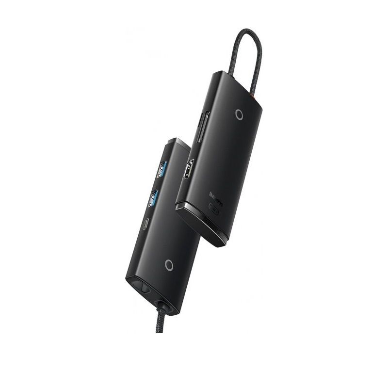 USB-хаб Baseus Lite Series 6-Port Type-C HUB Docking Station (Type-C to HDMI+USB3.0*2+Type-C Data+SD/TF) Black