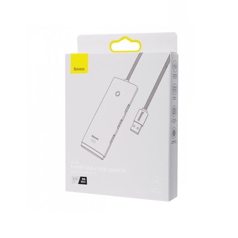 USB-хаб Baseus Lite Series 4-Port USB-A HUB Adapter (USB-A to USB 3.0*4 ) 1m Black