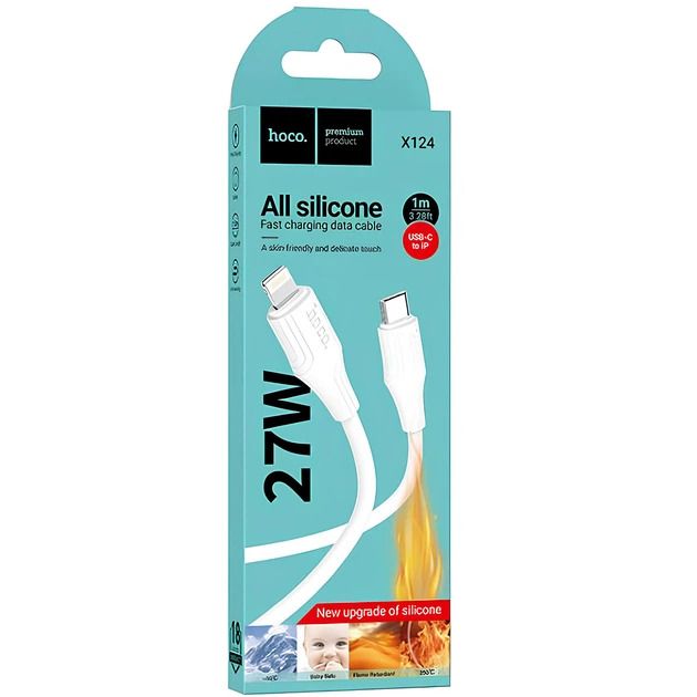 Кабель HOCO X124 Bien silicone charging data cable iP white