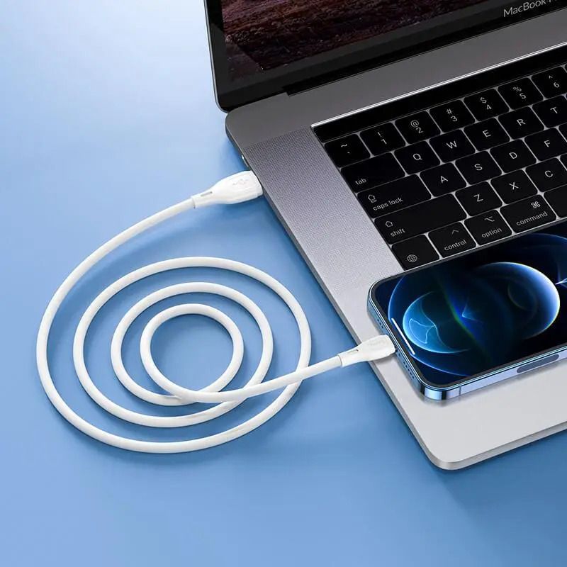 Кабель HOCO X61 Ultimate silicone charging data cable for iP White