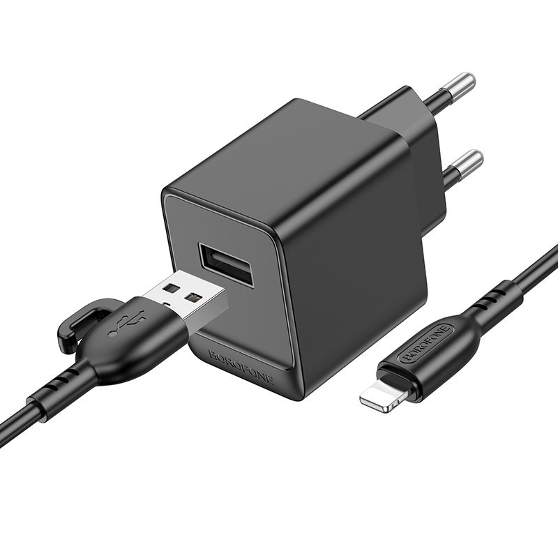 Мережевий зарядний пристрій BOROFONE BAS11A Erudite single port charger set(iP) Black