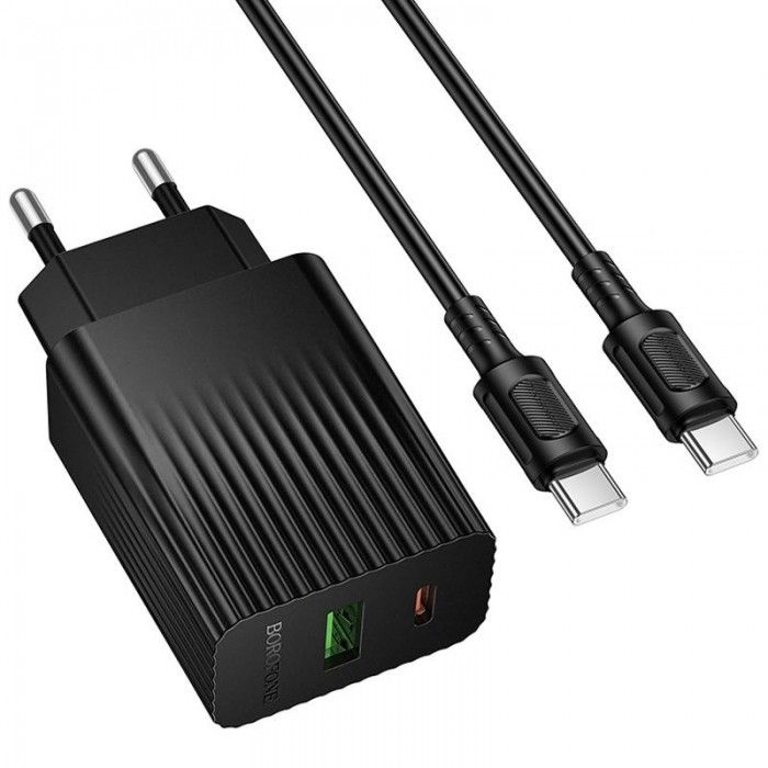 Мережевий зарядний пристрій BOROFONE BAS76A Source PD30W+QC3.0 charger set(C to C) Black